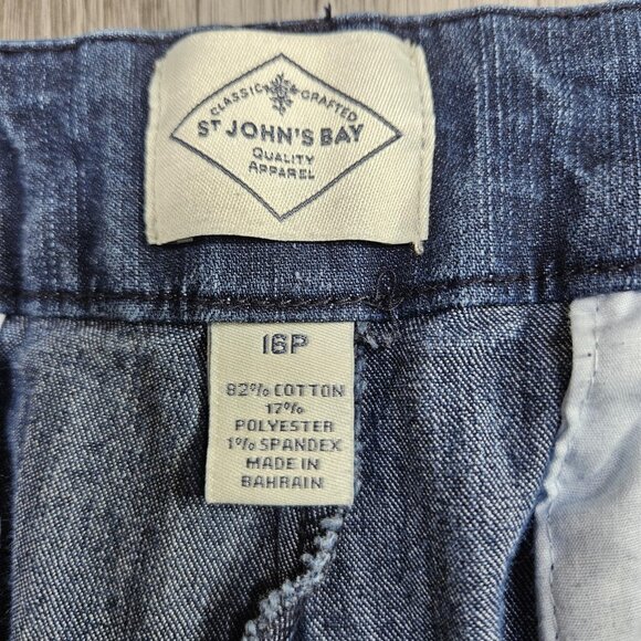 St Johns Bay Jeans Womens 16P Blue Straight Leg Stretch Denim Pants Casual - Picture 4 of 13